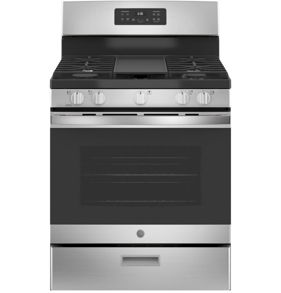GE 30 in. 5.0 cuft Gas Range in Stainless Steel with Griddle