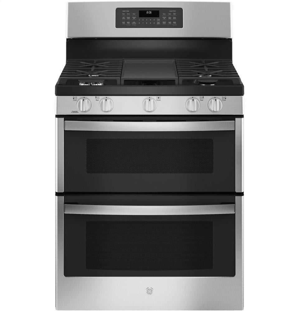 GE 30 in. 6.8 cuft. Double Oven Gas Range in Stainless Steel with Convection and Air Fry