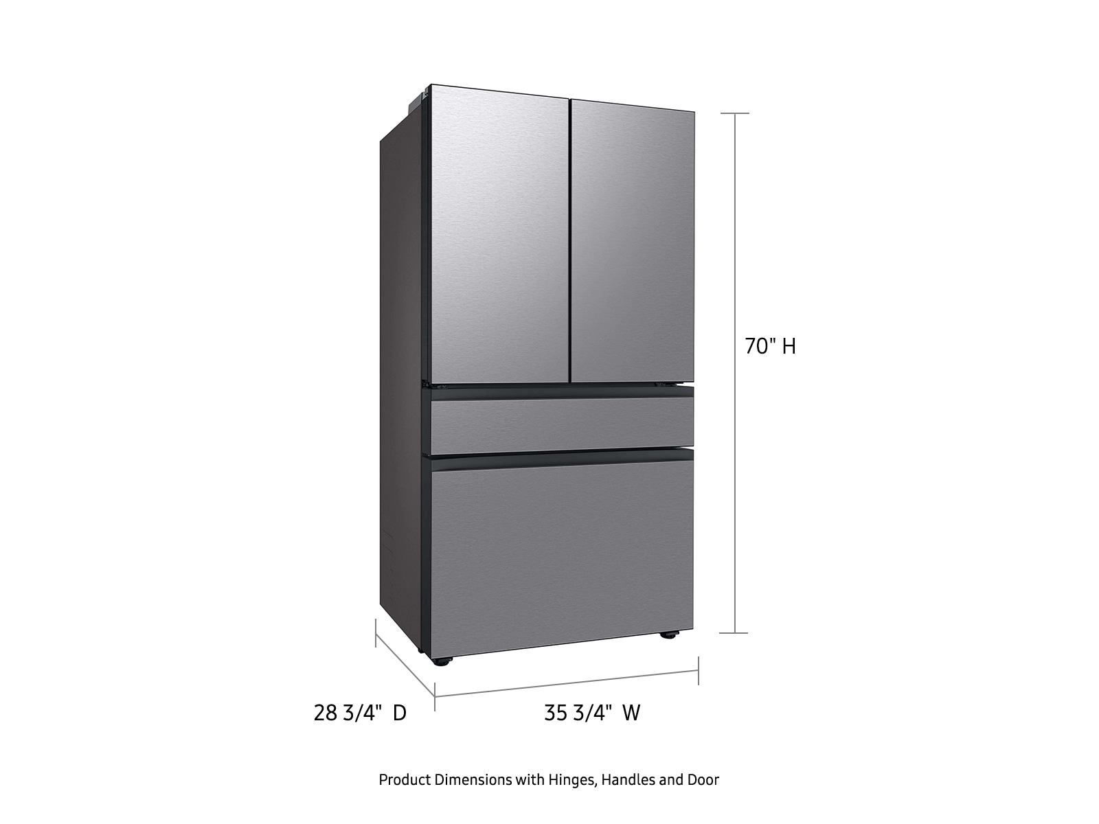 Samsung Bespoke 23 cuft 4-Door French Door Smart Refrigerator with Beverage Center in Stainless Steel, Counter Depth