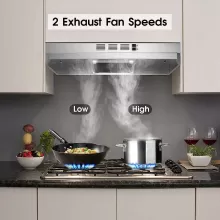  Zomagas Range Hood 30 inch Under Cabinet Stainless Steel Kitchen Vent Hood 280CFM Built-in  - Silver