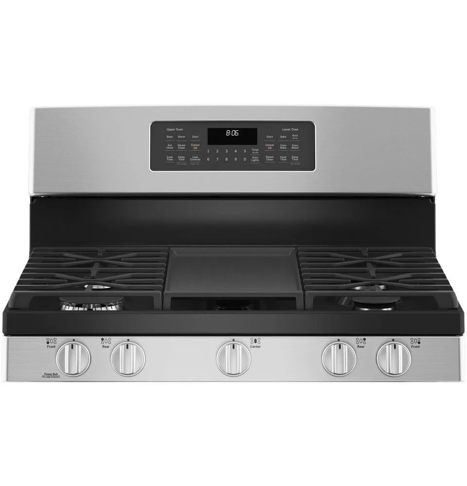 GE 30 in. 6.8 cuft. Double Oven Gas Range in Stainless Steel with Convection and Air Fry view 3