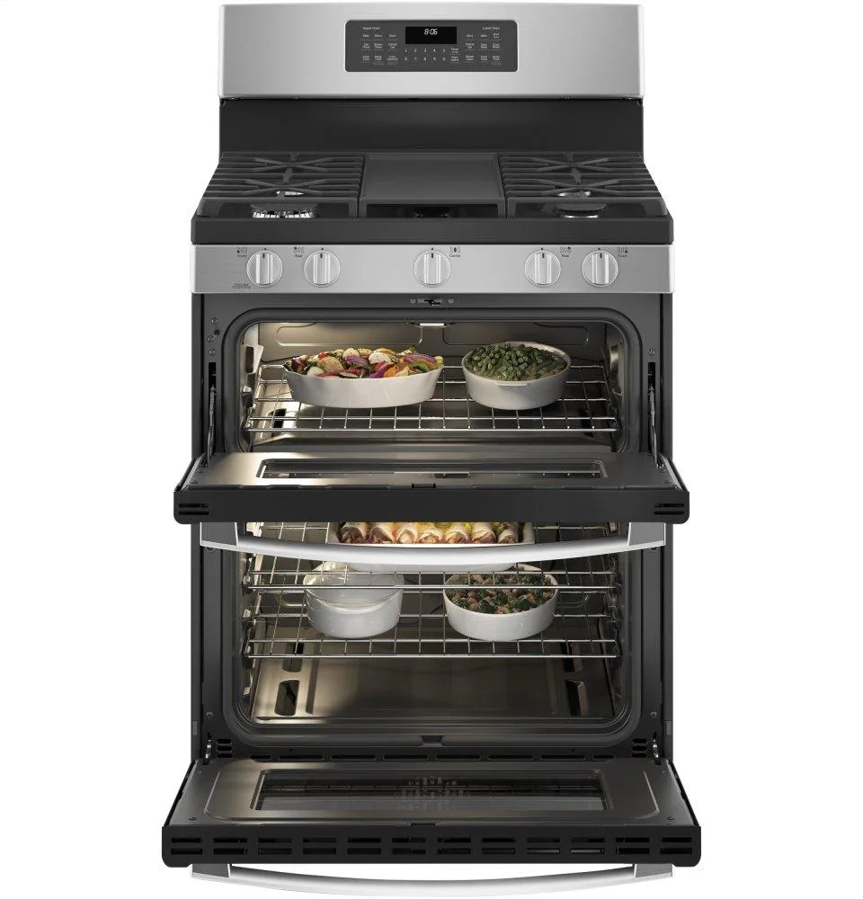 GE 30 in. 6.8 cuft. Double Oven Gas Range in Stainless Steel with Convection and Air Fry view 5