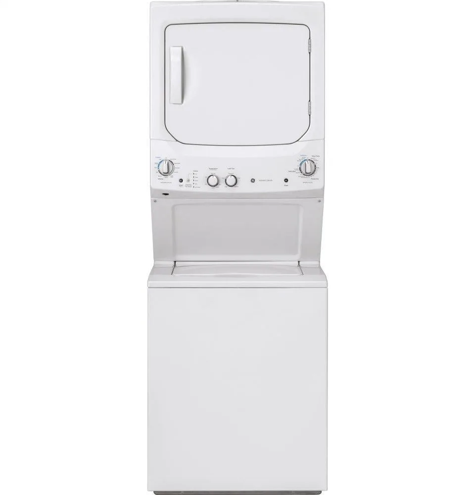 GE Stacked Laundry Center with 3.8 cuft Top load Washer and Gas 5.9 cuft Dryer view 1
