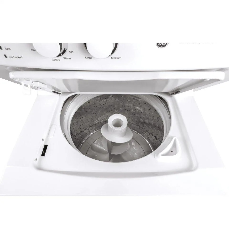GE Stacked Laundry Center with 3.8 cuft Top load Washer and Gas 5.9 cuft Dryer view 2