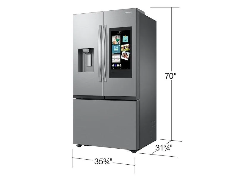 Samsung 25 cuft Mega Capacity Counter Depth 3-Door French Door Refrigerator with Family Hub - Stainless Steel view 2
