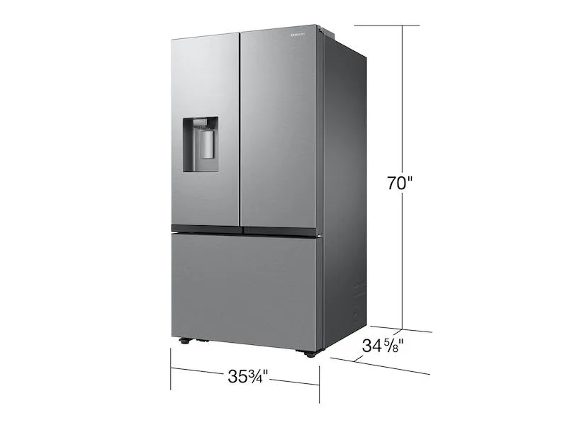 Samsung 31 cu. ft. Mega Capacity Standard Depth 3-Door French Door Refrigerator in Stainless Steel with External Dispenser view 2
