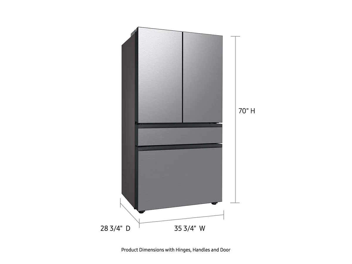 Samsung Bespoke 23 cuft 4-Door French Door Smart Refrigerator with Beverage Center in Stainless Steel, Counter Depth view 1