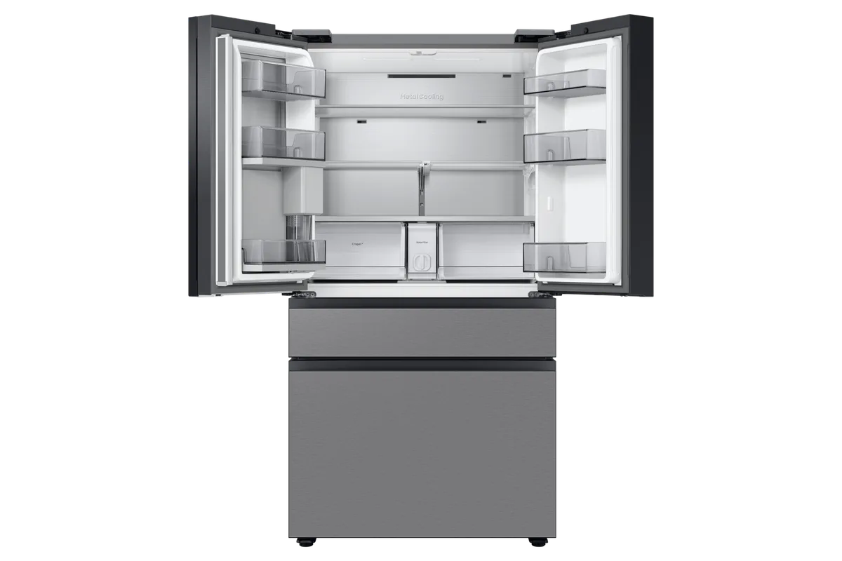 Samsung Bespoke 23 cuft 4-Door French Door Smart Refrigerator with Beverage Center in Stainless Steel, Counter Depth view 5