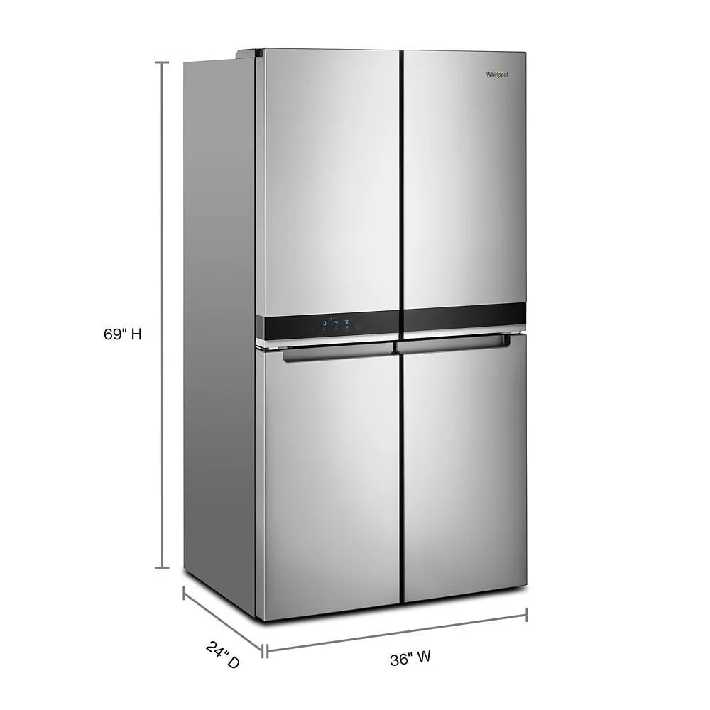 Whirlpool Counter-Depth 19.4 cuft 4 Door French Door Refrigerator with Ice Maker - Stainless Steel view 6