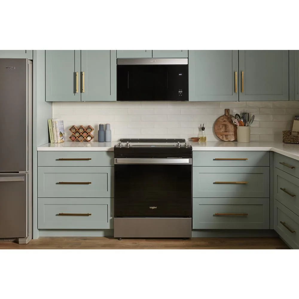 Whirlpool Flush Built-in Design 1.1 cuft Over-the-Range Microwave with Sensor Cooking - Stainless Steel view 3