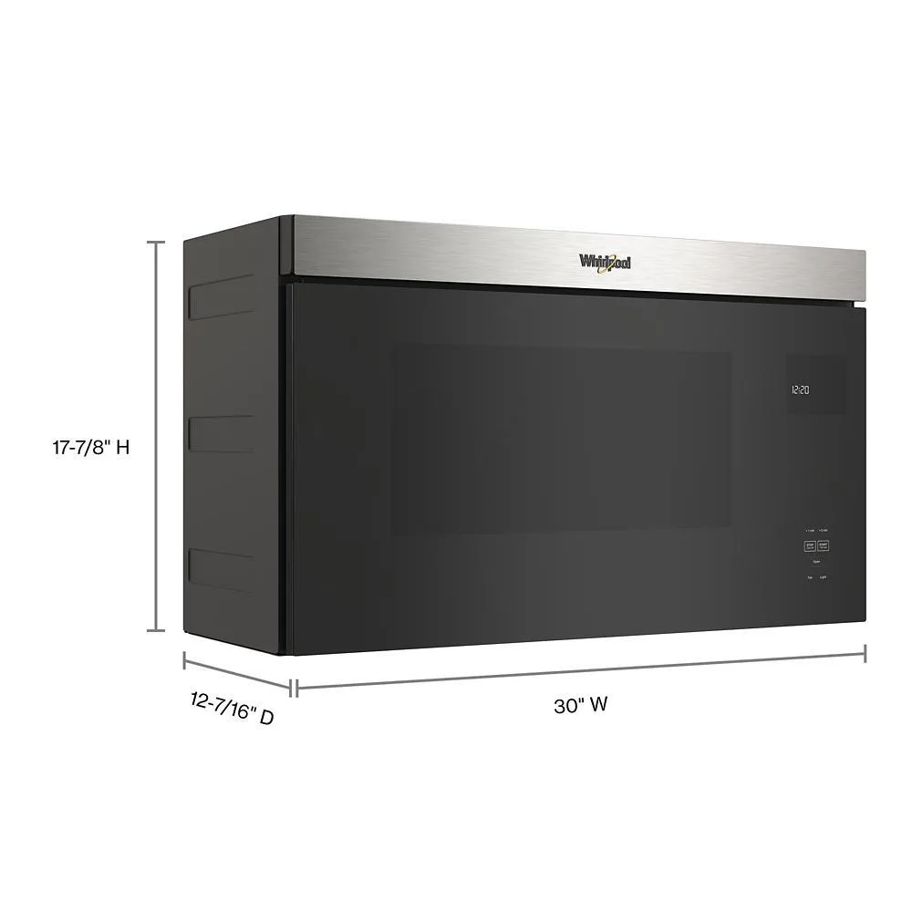 Whirlpool Flush Built-in Design 1.1 cuft Over-the-Range Microwave with Sensor Cooking - Stainless Steel view 4