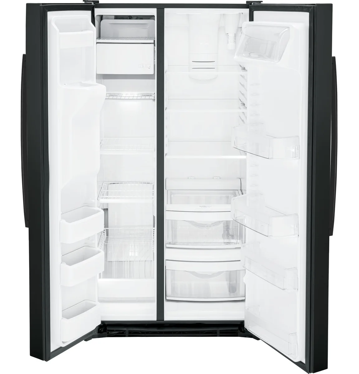 GE 25.3 cu. ft. Side-by-Side Refrigerator - Black view 3