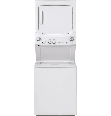 GE Stacked Laundry Center with 3.8 cuft Top load Washer and Gas 5.9 cuft Dryer