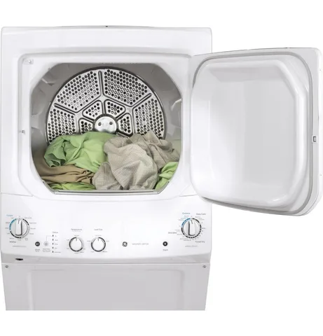 GE Stacked Laundry Center with 3.8 cuft Top load Washer and Gas 5.9 cuft Dryer view 6