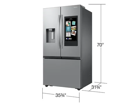 Samsung 25 cuft Mega Capacity Counter Depth 3-Door French Door Refrigerator with Family Hub - Stainless Steel view 2