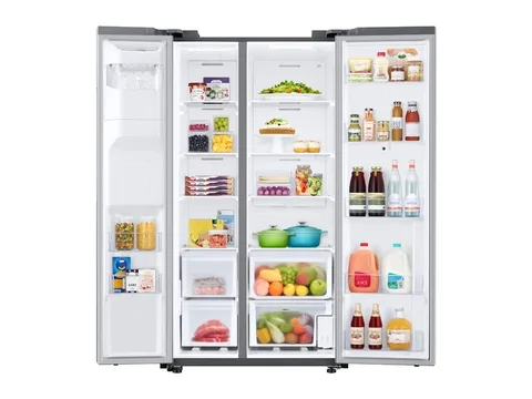 Samsung - 26.7 cuft Side-by-Side Smart Refrigerator with 21.5" Touch-Screen Family Hub - Stainless Steel view 3
