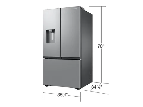 Samsung 31 cu. ft. Mega Capacity Standard Depth 3-Door French Door Refrigerator in Stainless Steel with External Dispenser view 2