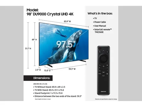 Samsung 98" Crystal UHD 4K Tizen OS Smart TV view 5
