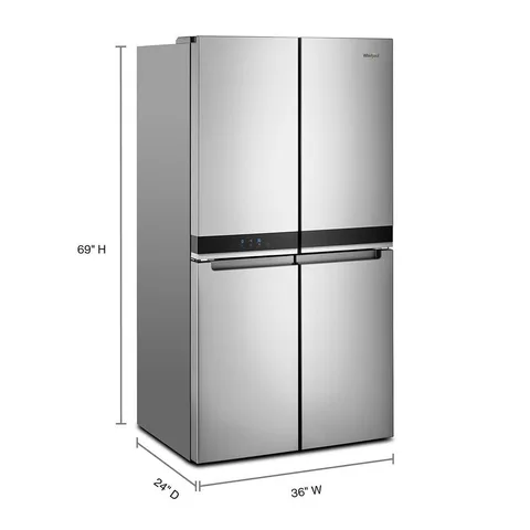 Whirlpool Counter-Depth 19.4 cuft 4 Door French Door Refrigerator with Ice Maker - Stainless Steel view 6