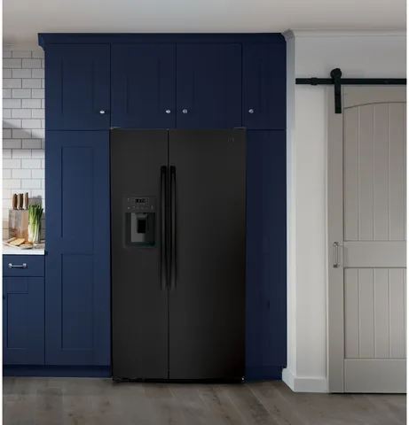 GE 25.3 cu. ft. Side-by-Side Refrigerator - Black view 7